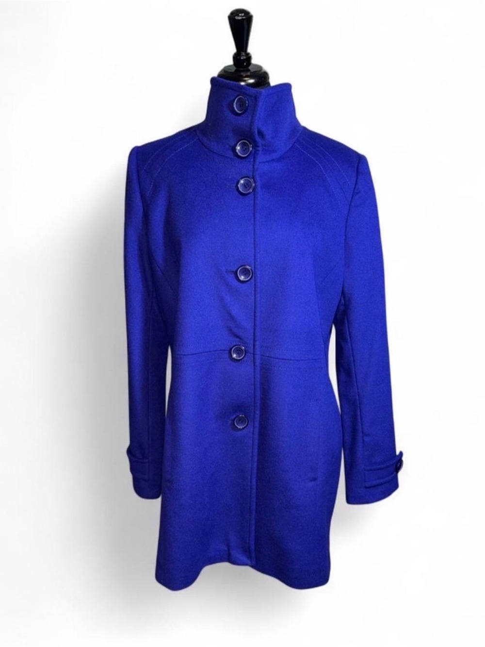 Pendleton Women’s Wool Coat Size 16 Cobalt Blue Funnel Neck Button Front